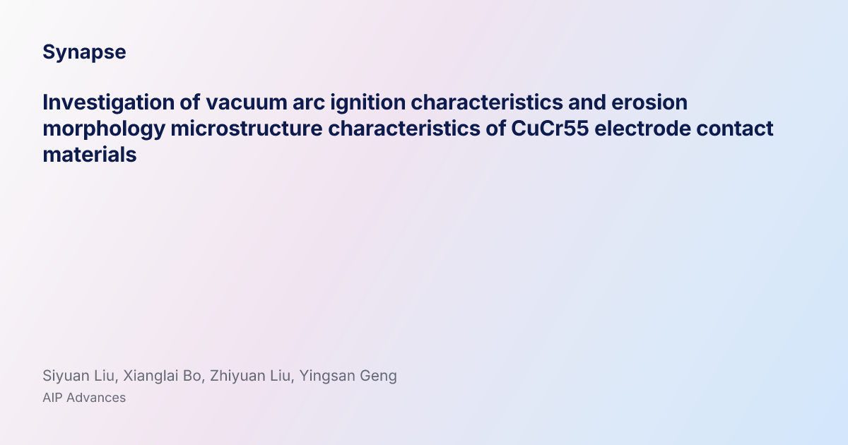 Investigation of vacuum arc ignition characteristics and erosion ...